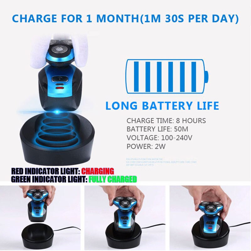 5D Electric Shaver USB Wireless Charging Floating 3 Blades Whole Body Washing Shaving Maching Electric Razor for Men D40