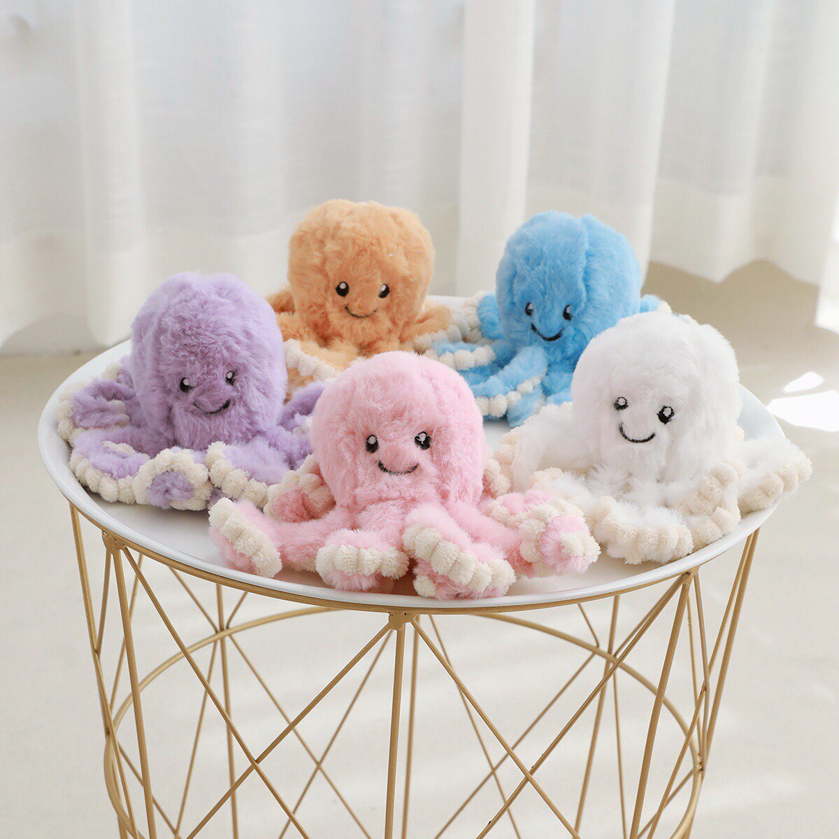 Linda muñeca de peluche de pulpo para bebé, juguetes suaves de relleno de animales, felpa azul, 18cm/40cm/gran para niños niñas