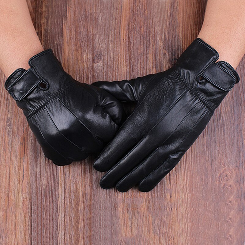 Men's Gloves Black Winter Mittens Keep Warm Windproof Driving Gloves Male Autumn Winter Leather Gloves Business