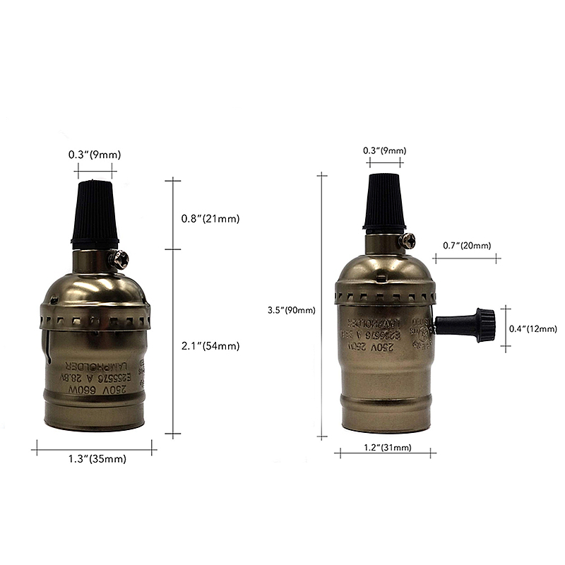 Aluminiumsockel  e26 ul lamphållare 110v/220v amerikanska små lampsockelbrytare gör-det-själv lamptillbehör