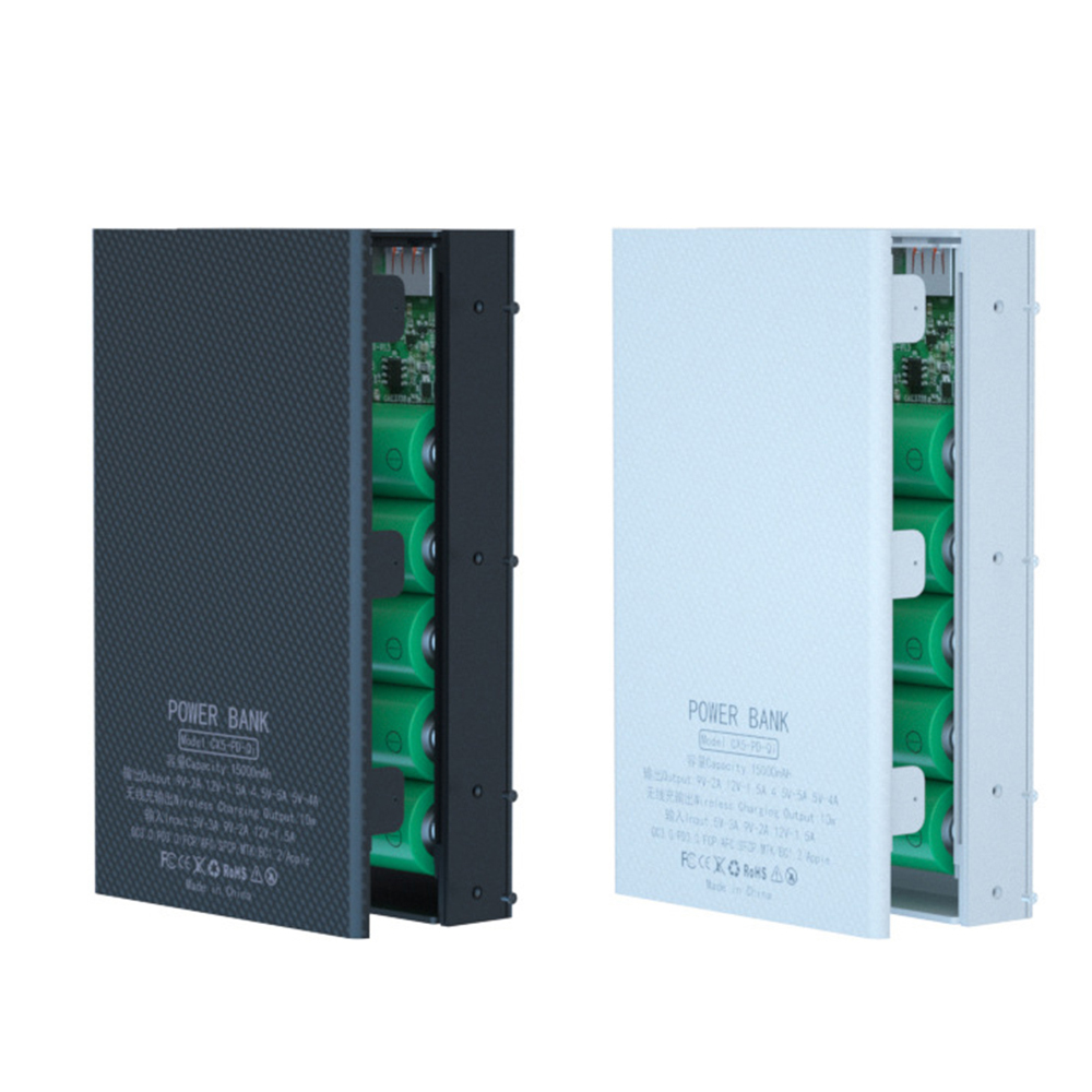 Quick Charge 5*18650 Power Bank Case 10W Wireless Charging USB Charger QC 3.0 PD DIY Shell 18650 battery Holder Charging Box