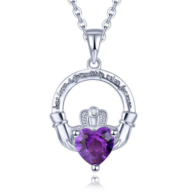 Hutang Colorful S925 Pendants for Women 0.76 Carats Created Emerald Heart Shape Women Romantic Lovely Silver Pendant: Natural Amethyst