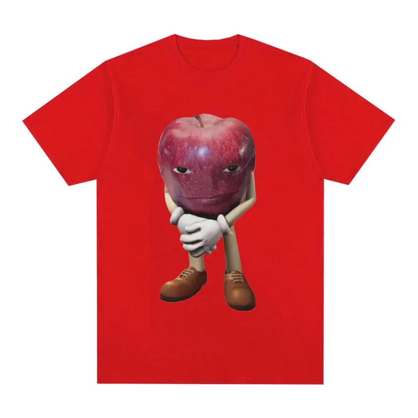 Drôle moi Asf pomme avec visage Meme t-shirt unisexe t-shirts hommes rétro décontracté à manches courtes t-shirts hauts: S / Rouge