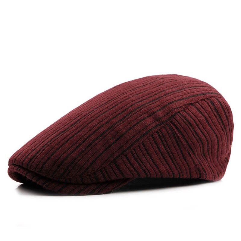 [AETRENDS] boina Retro a rayas de Newsboy Ivy Cap Cabbie gorras planas para hombres sombrero Z-6225: Wine Red