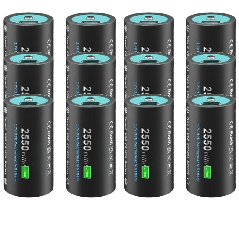 Batteria ricaricabile CR123A CR123 16mmX35mm con ingresso USB per torcia portato RCR123 RCR123A Batteria 3,7 V 2550 mAh