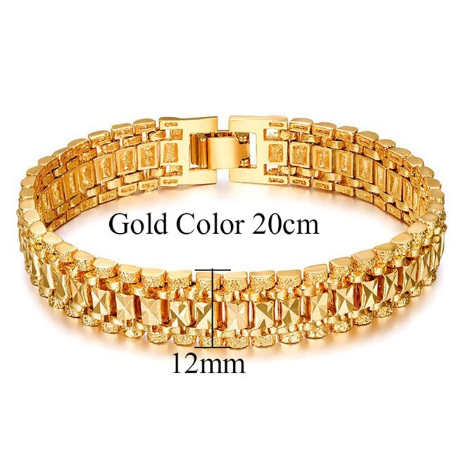 ! Pulseras gruesas de cadena para hombre, pulsera de eslabones de cadena de Color dorado/plateado para hombres, joyería masculina: SL166BG