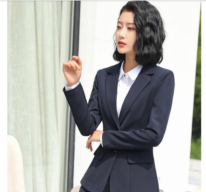 Women Work Office Dresses Formal Ladies With Two button