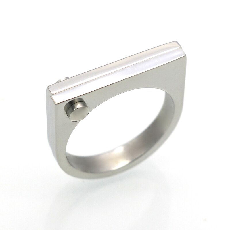 Flad bøjle tag ring punk skrue finger ring rosa guld farve ringe til kvinder titanium stål ring smykker