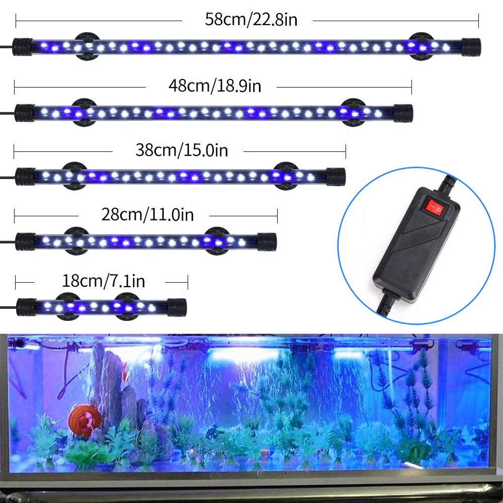 Luci per acquari impermeabili luci sommergibili luce per acquario luce subacquea blu/bianca LED lampada decorativa per abbellimento