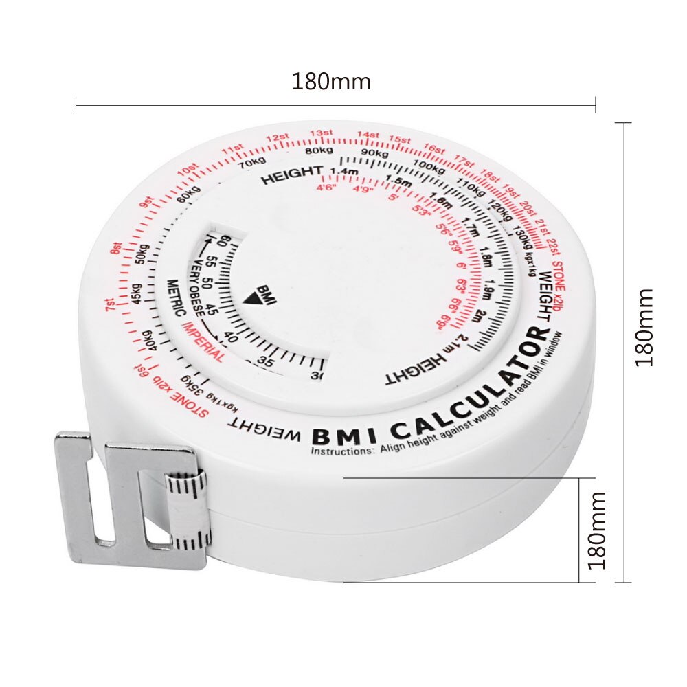 NICEYARD 150cm Retractable Tape Measure Calculator Tape Measures Tools BMI Body Mass Index for Diet Weight Loss