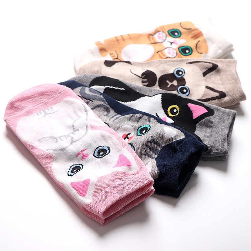 Novo! Bonito gato crianças meias de tornozelo adulto meias retas 5 cores meninas meninos quentes meias de algodão dropship