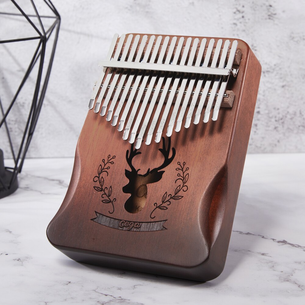 cega kalimba 17 key mahogany thumb piano solid wood mbira muscial instrument Africa kalimba finger piano: deer gradient brown