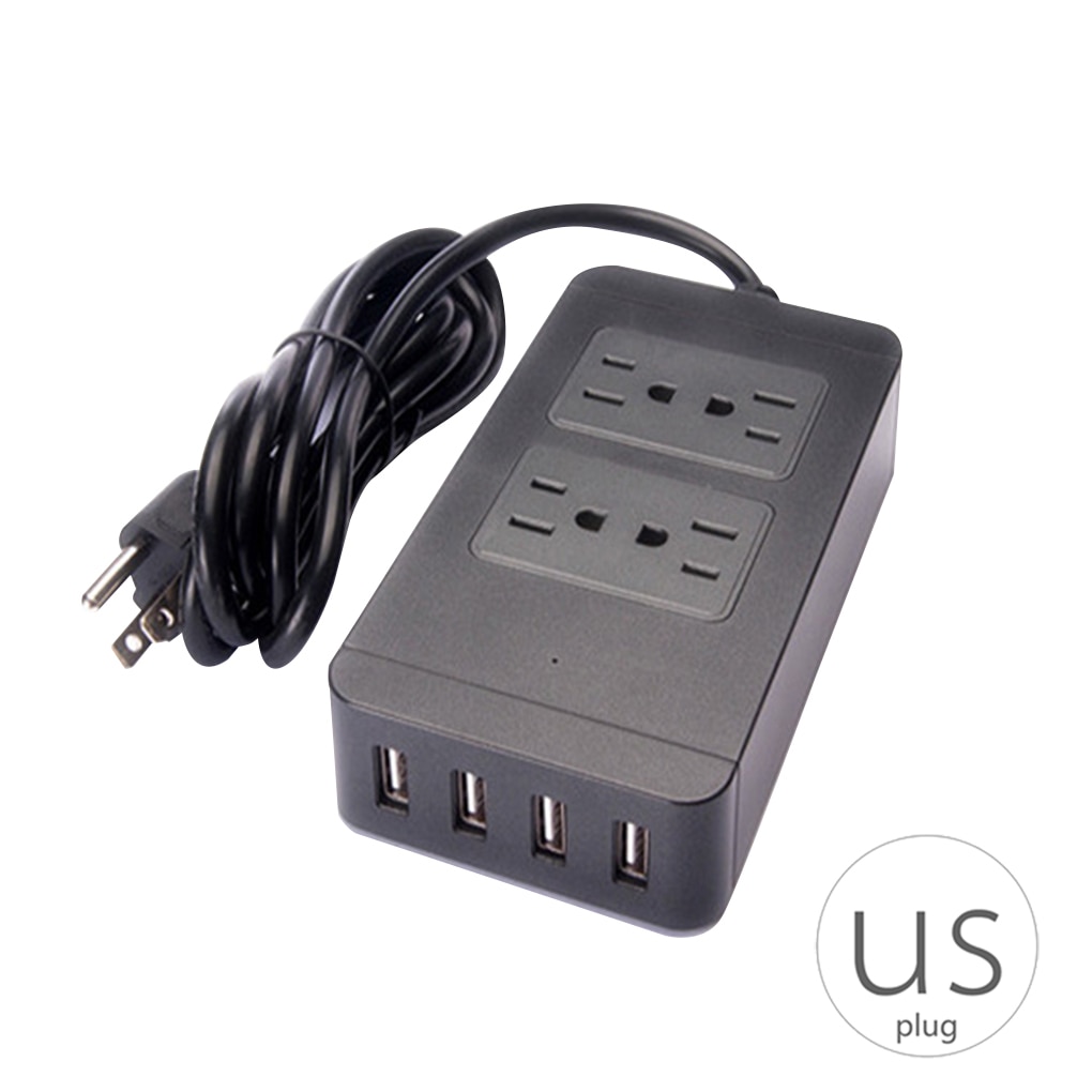Us Plug Power Strip Socket Adapter Smart 4 Outlet 4 Usb-poort Surge Protector Charger Cord Opladen Station 110-250V