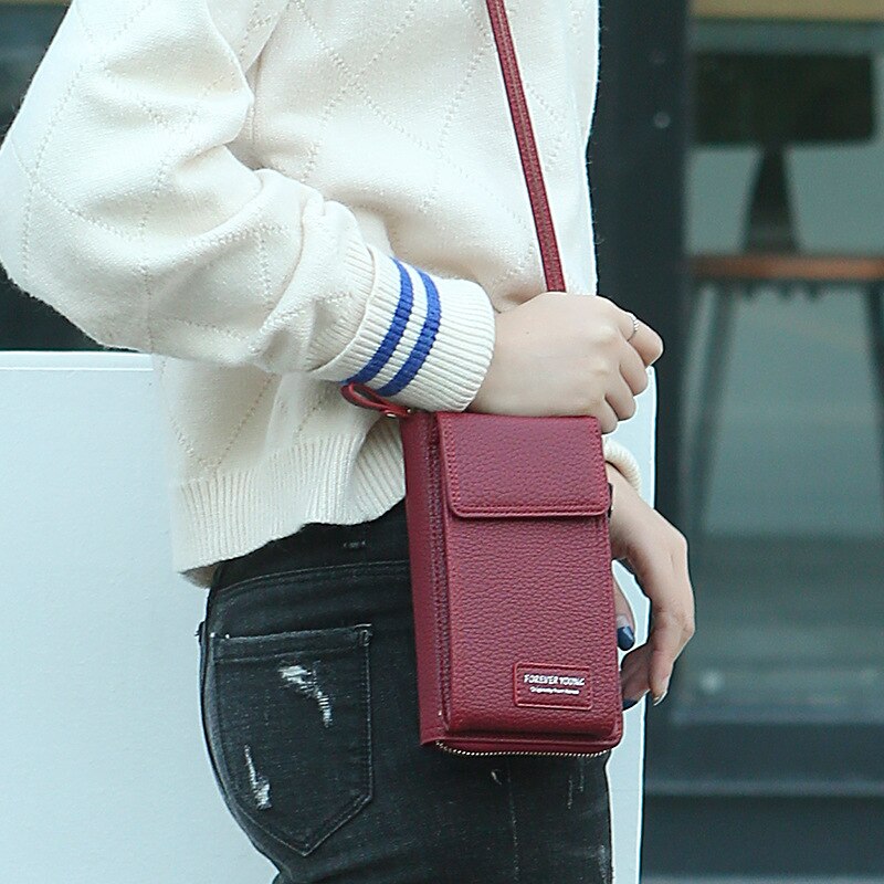 Kvinnors mini axelväskor damer lychee mönster telefon handväska handväska kvinnlig dragkedja plånbok liten crossbody messenger väska
