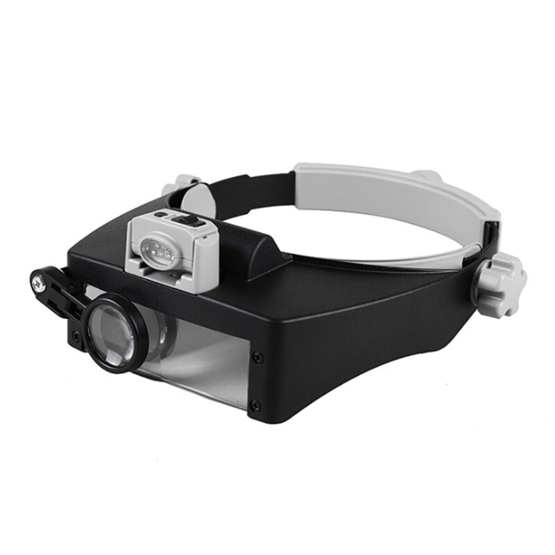 Hoofdband Vergrootglas 1.5X-11X Helm Verrekijker Eyewear Vergrootglazen Derde Hand Loupe Met Led Voor Repareren Borduurwerk: Black