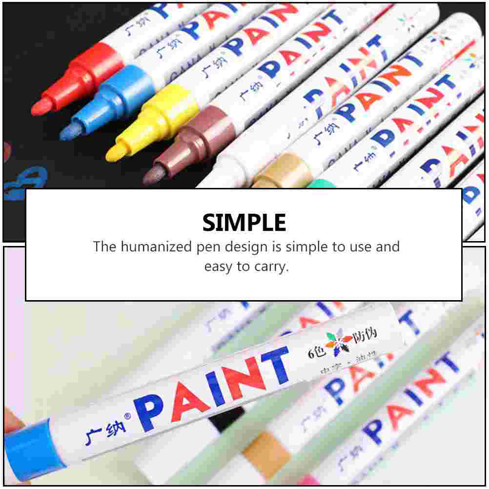 6pcs Paint Marker Pens Acrylic Paint Pens Oil Based Paint Markers Graffiti Markers