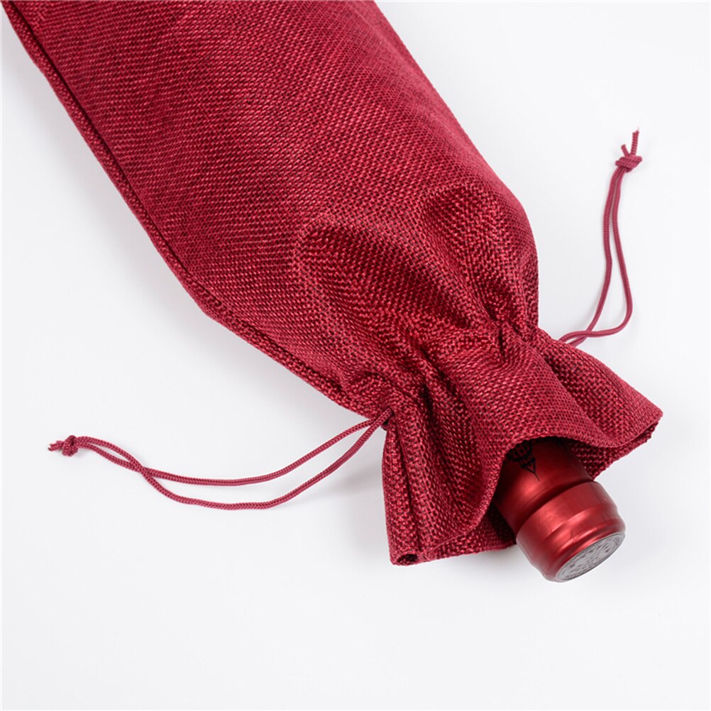 2pcs Red Wine Bottle Cover Wine Packaging Reusable Bottle Wrap Bag (Deep Wine Red and Dark Blue)