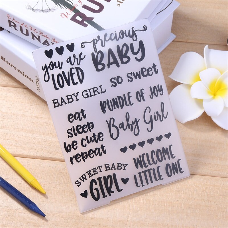 Plantillas de plástico con frases de palabras para niña, carpetas para manualidades en relieve para álbum de recortes DIY y tarjetas de papel, suministros de decoración