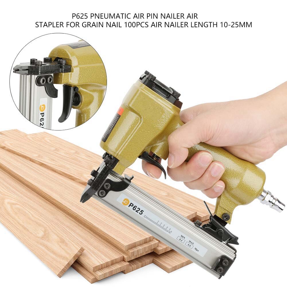 P625 Pneumatic Air Pin Nailer Air Stapler for Grain Nail 100pcs Air Nailer Length 10-25mm