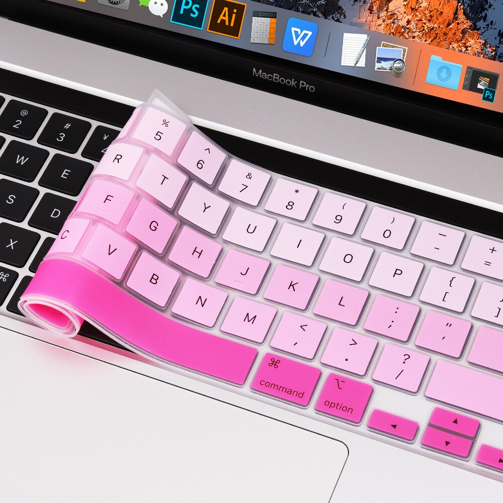 Gradiënt Kleur Keyboard Skin Cover Voor Macbook Pro 13 Inch M1 A2338 A2251 A2289 Touch Bar Ons Voer Engels zachte Siliconen