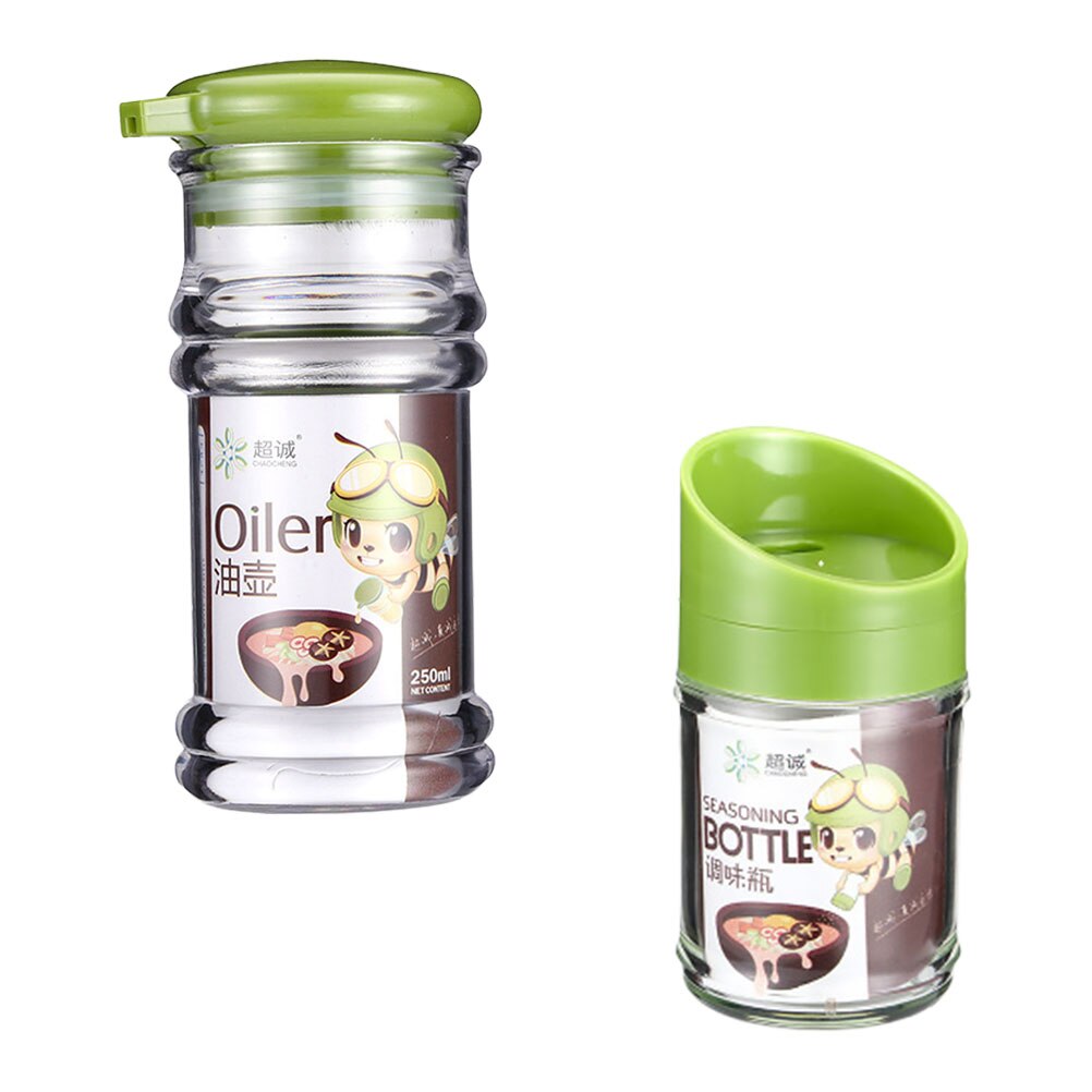 Botella de aceite de cocina para el hogar, tarro de sal y especias, contenedor, 1 Juego