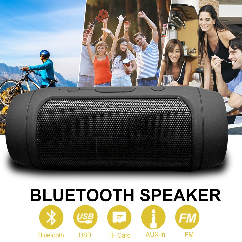 Mini Waterdichte Bluetooth Bass Speaker Draagbare Outdoor Oplaadbare Draadloze Luidsprekers Soundbar Subwoofer Luidspreker Voor Tf Fm