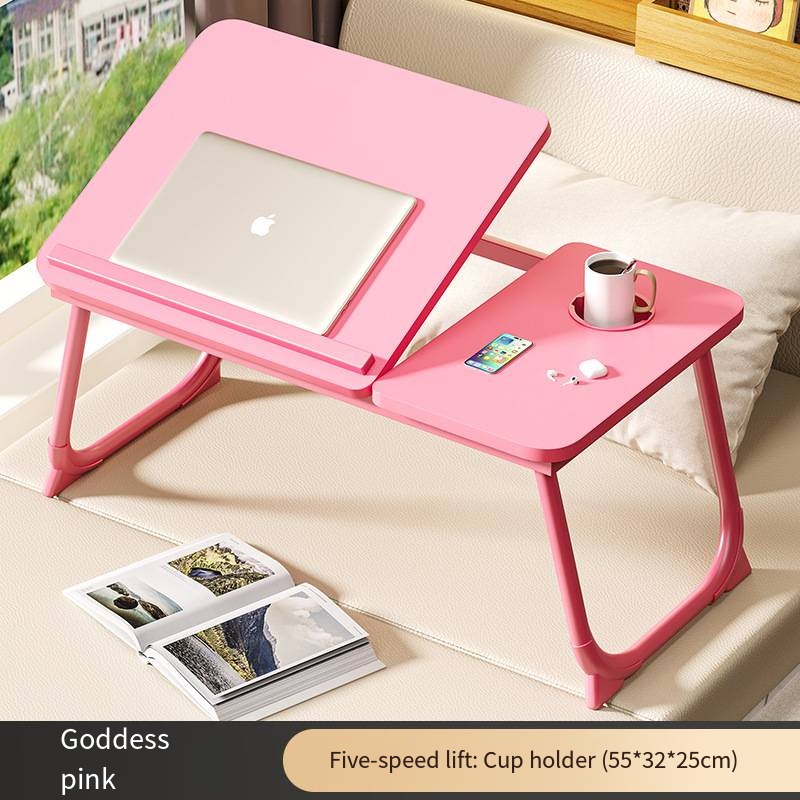 Laptopbord för säng eller soffa, knäbord, skrivbord för att arbeta i sängen, skrivbord för hemmakontor, frukostbricka, skrivbord med mugghållare: Rödvin