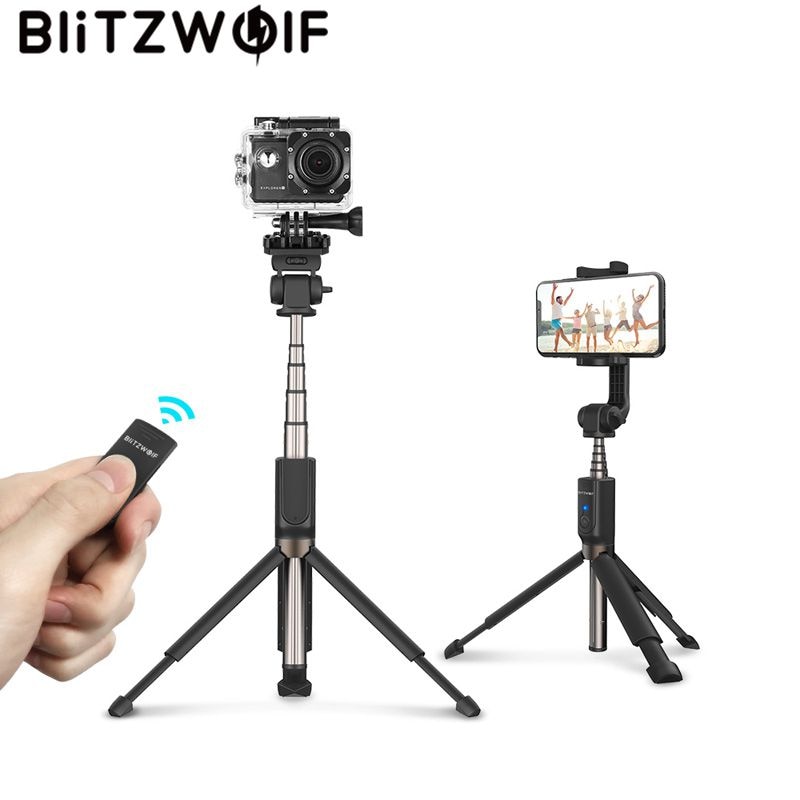 Blitzwolf 3 In 1 Selfie Stok Bluetooth Remote Handheld Statief 810 Mm Uitgebreide Monopod Voor Gopro 1/4 'Sport Camera telefoons Dslr