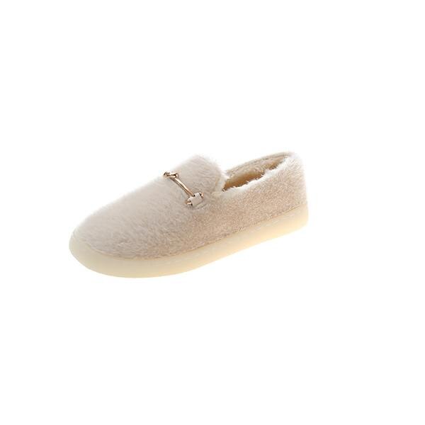 Moccasin Schoenen Instappers Bont Herfst Ondiep Mond Vrouwelijke Casual Sneakers Vrouwen Slip-Op Alle-Match ronde Neus: 1 / 36