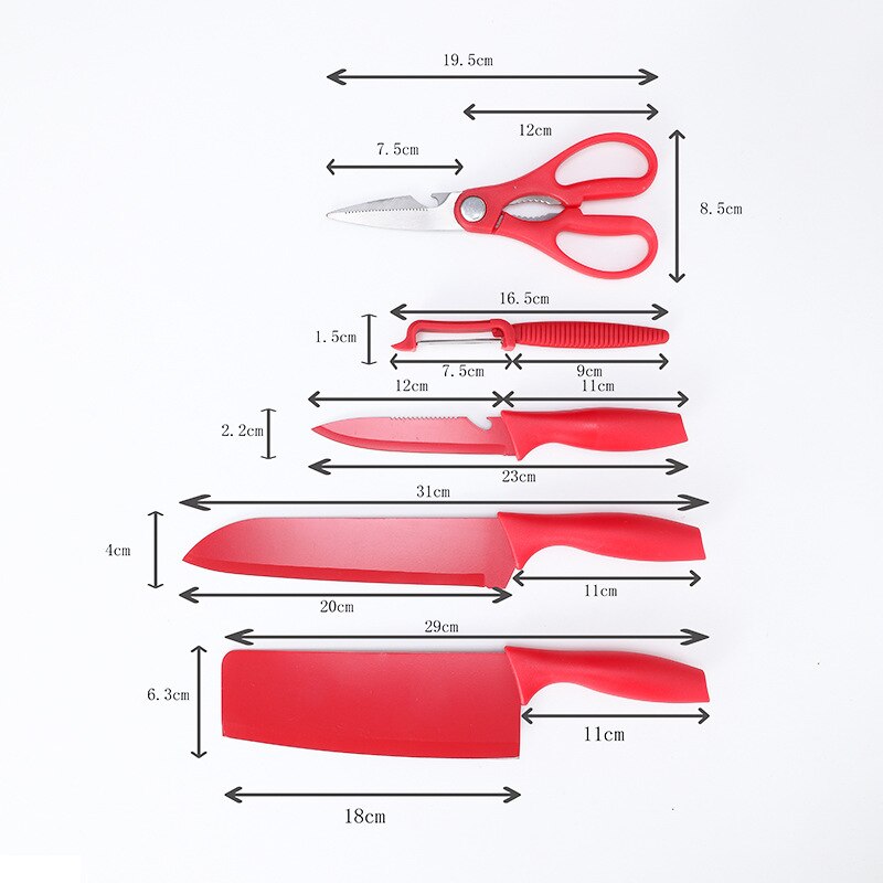 Kitchen Stainless Steel Kitchen Knife Six-piece Set Household Kitchen Knife Set Knife Combination Full Set of Kitchen Knive