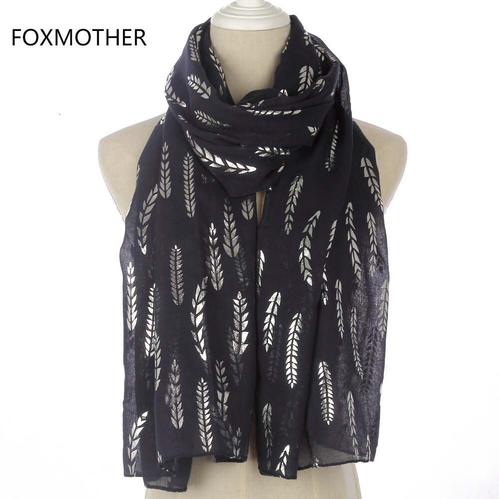 Foxmother fasjonable kvinner rosa hvit grå gul hveteblomst bronzing folie sliver skjerf til damer