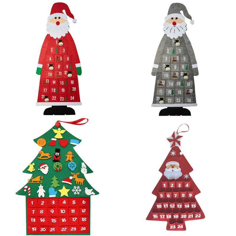 1PC 24 Days Xmas Countdown Christmas Decor Product Christmas Advent Calendar Wall Door Hanging Santa Advent Calendar