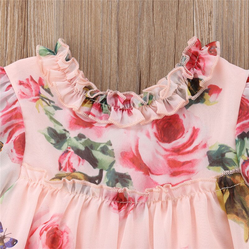 Baby Meisjes Jurk Bloem Bladerdeeg Mouwen A-Lijn Jurk Voor Baby Meisjes Party Prinses Jurken Baby Meisjes kleding