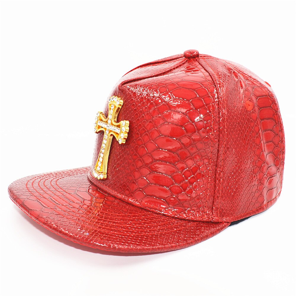 Pu læder krystal kors vedhæng kasketter skateboard kasket snap hip-hop hat hiphop kasketter snapback hat