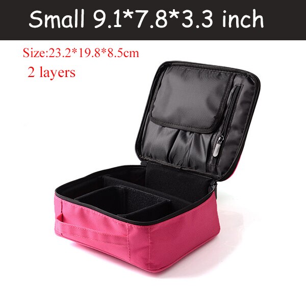 Cosmetic Bag Travel Makeup Organizer Cosmetics Pouch Bags Make Up Bags Cosmetic Makeup Bag: Pink  S 2 layers A