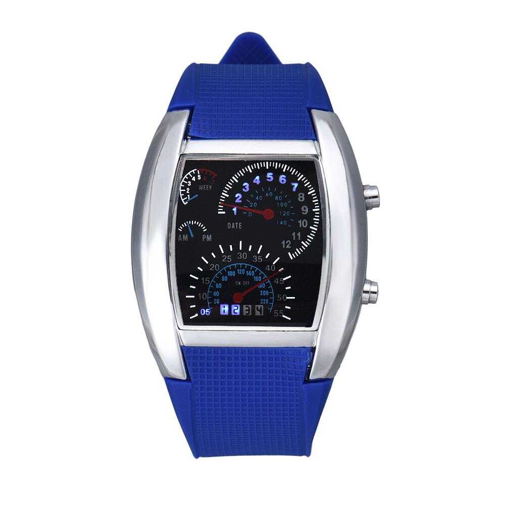 Digital Wristwatches Aviation Turbo Dial Flash LED Watch For Mens Women Sports Watches Car Meter Digital Watch