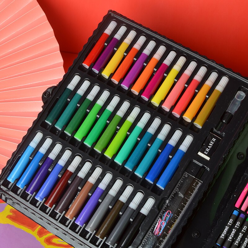 150 Pcs Kids Art Set Children Drawing Set Water Color Pen Crayon Oil Pastel Painting Drawing Tool Art Supplies Stationery Set