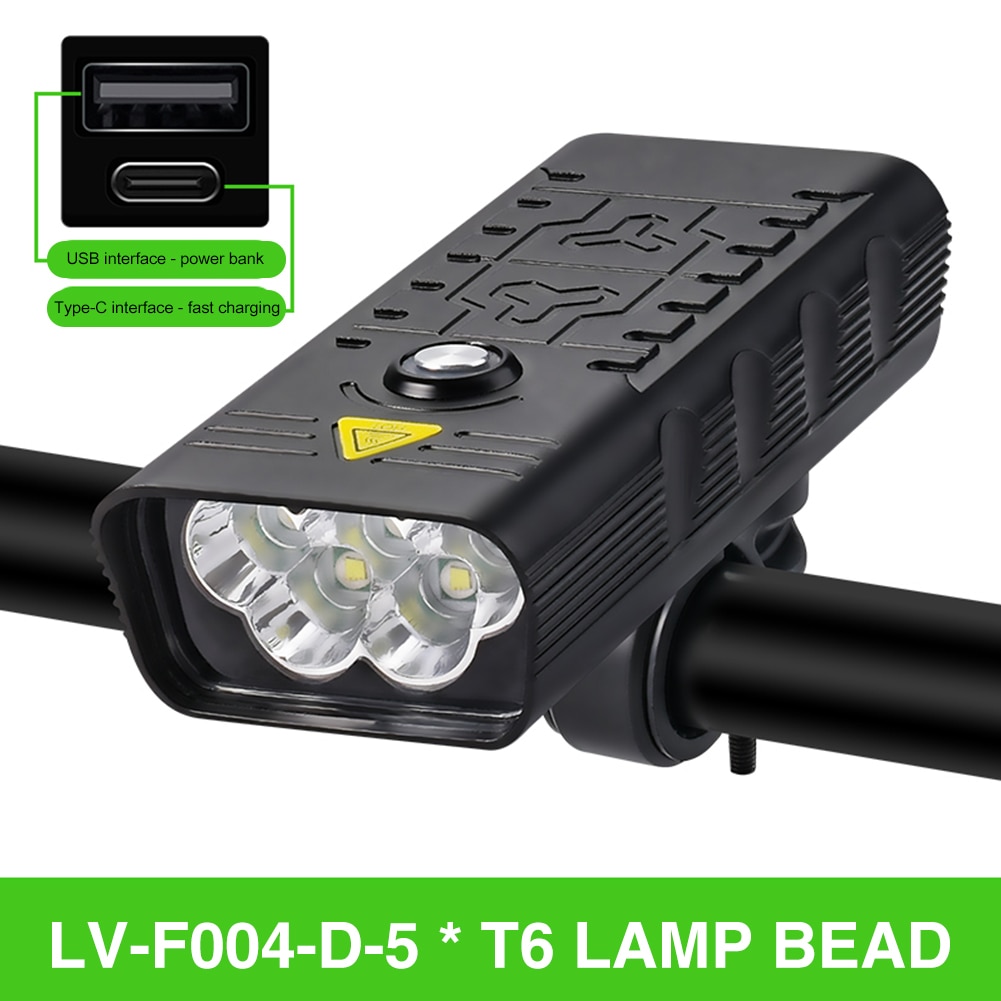 Luz LED superbrillante para bicicleta, faro delantero y trasero de 10000mAh, recargable vía USB, 3000 lúmenes, 5T6