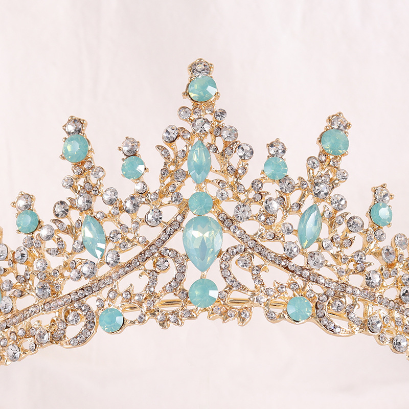 Tiaras nupciales de cristal de ópalo de Reina de princesa barroca, coronas, tocados elegantes de lujo, diadema, vestido de pelo de boda, accesorios de joyería