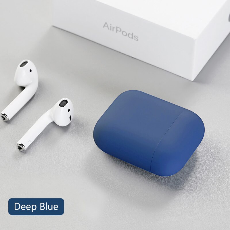 Custodia In Silicone originale Per Apple Airpods 2 Sottile Della Copertura Ultra sottile Custodie Multicolor Protettiva delicato Della Pelle per Airpods di Goccia: deep blue