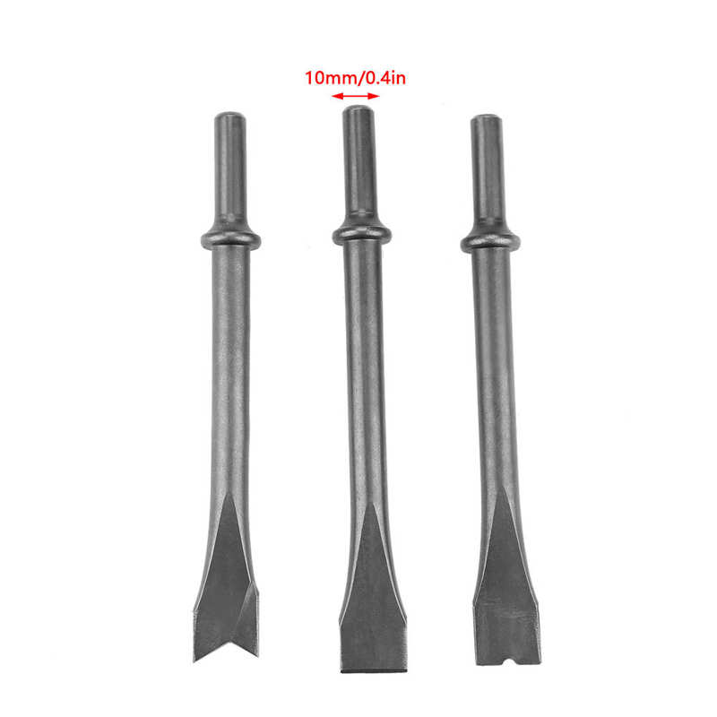 1/4&quot; 150mm Industrial Air Hammer Powerful Handle Straight Type Air Chisel Pneumatic Hammer Shovel Tool Pneumatic Tool: 3pcs 10mm