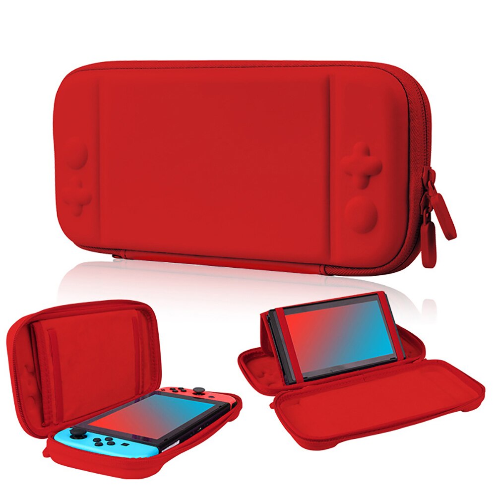 iBen Storage Bag For Nintend Switch Portable Travel Protective Bag Water-Resistent PU Carrying Shell Case For Switch Game: Red with stand