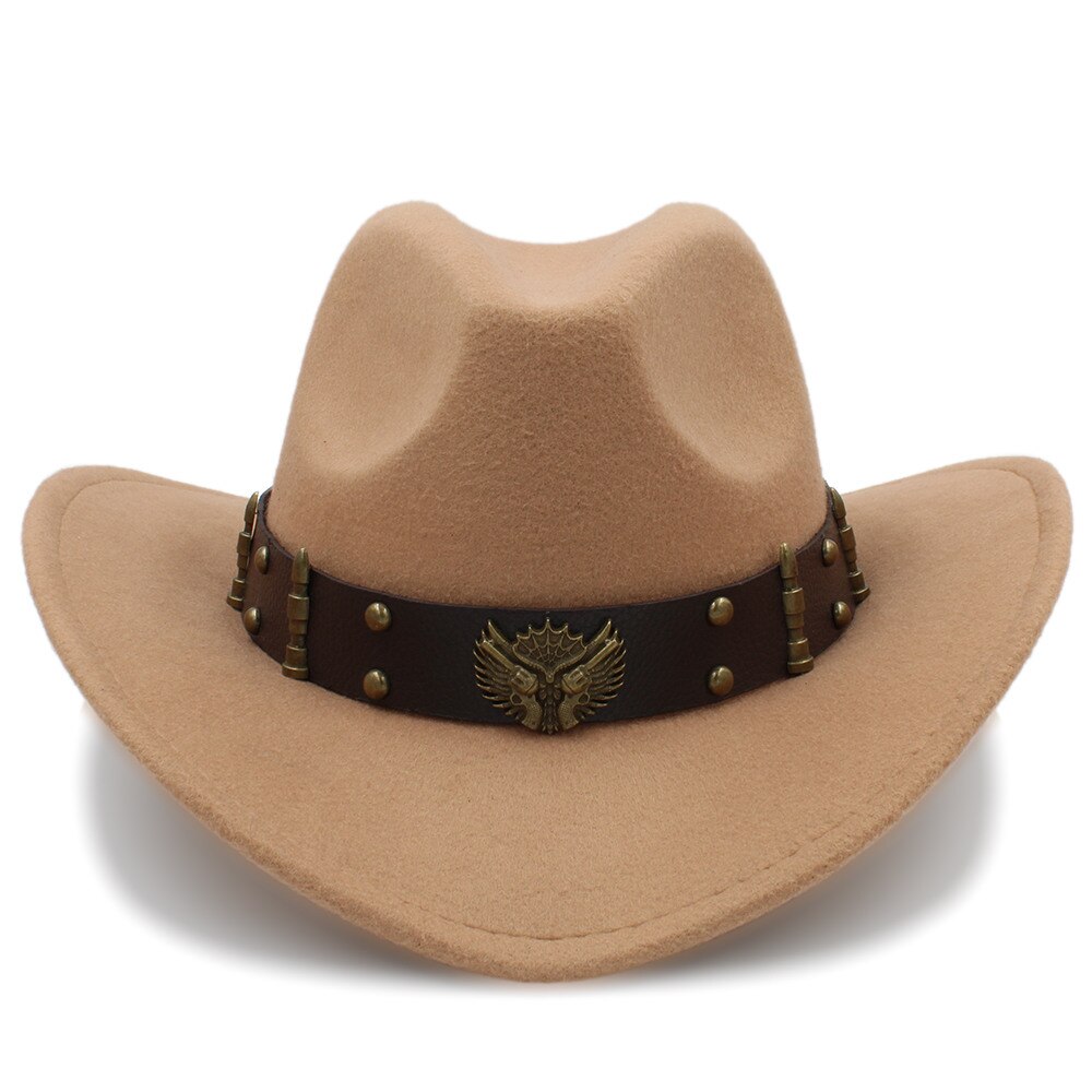 Kvinde sort uld chapeu western cowboy hat jazz sombrero hombre kasket dame cowgirl hatte str. 56-58 cm