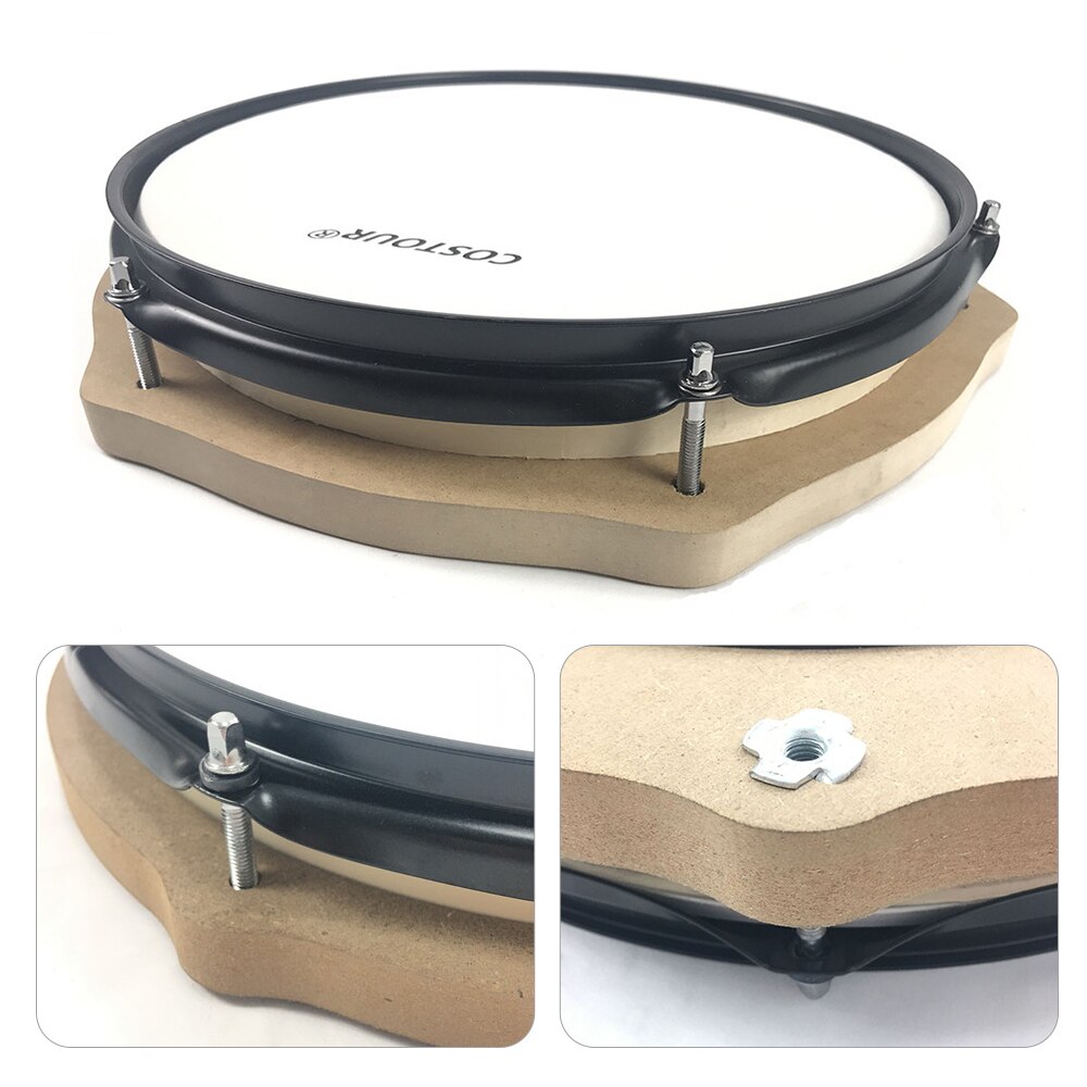 Tambour en caoutchouc en bois de 12 pouces, pour débutant, entraînement, support pour tampons et baguettes pour Instruments à Percussion