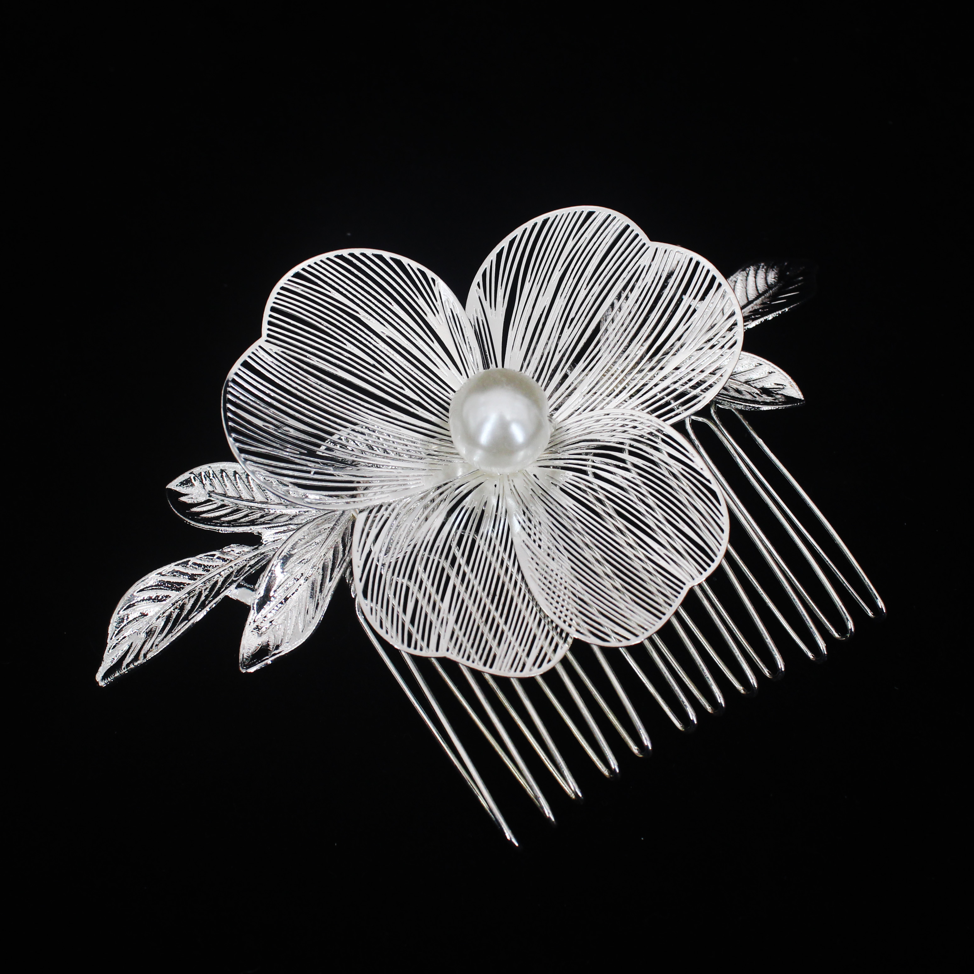 2 uds tocado de novia hecho a mano flor perla peine para el cabello alfileres joyería de estilo de boda insertar de peine accesorios para el cabello: Oro champán