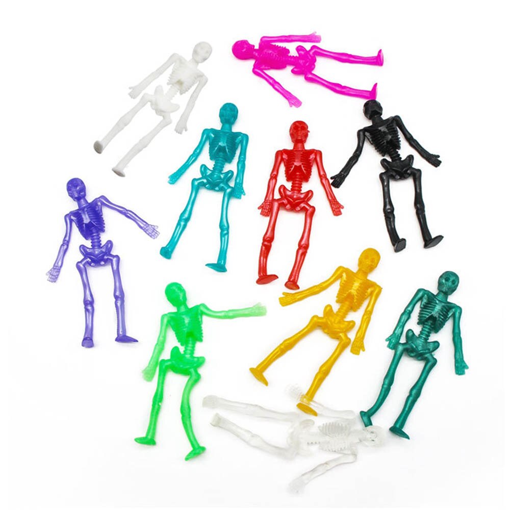 10 stk sjove tricks legetøj kranium skelet stel strækbar halloween spil model nøglering dekoration fest favorstoys halloween