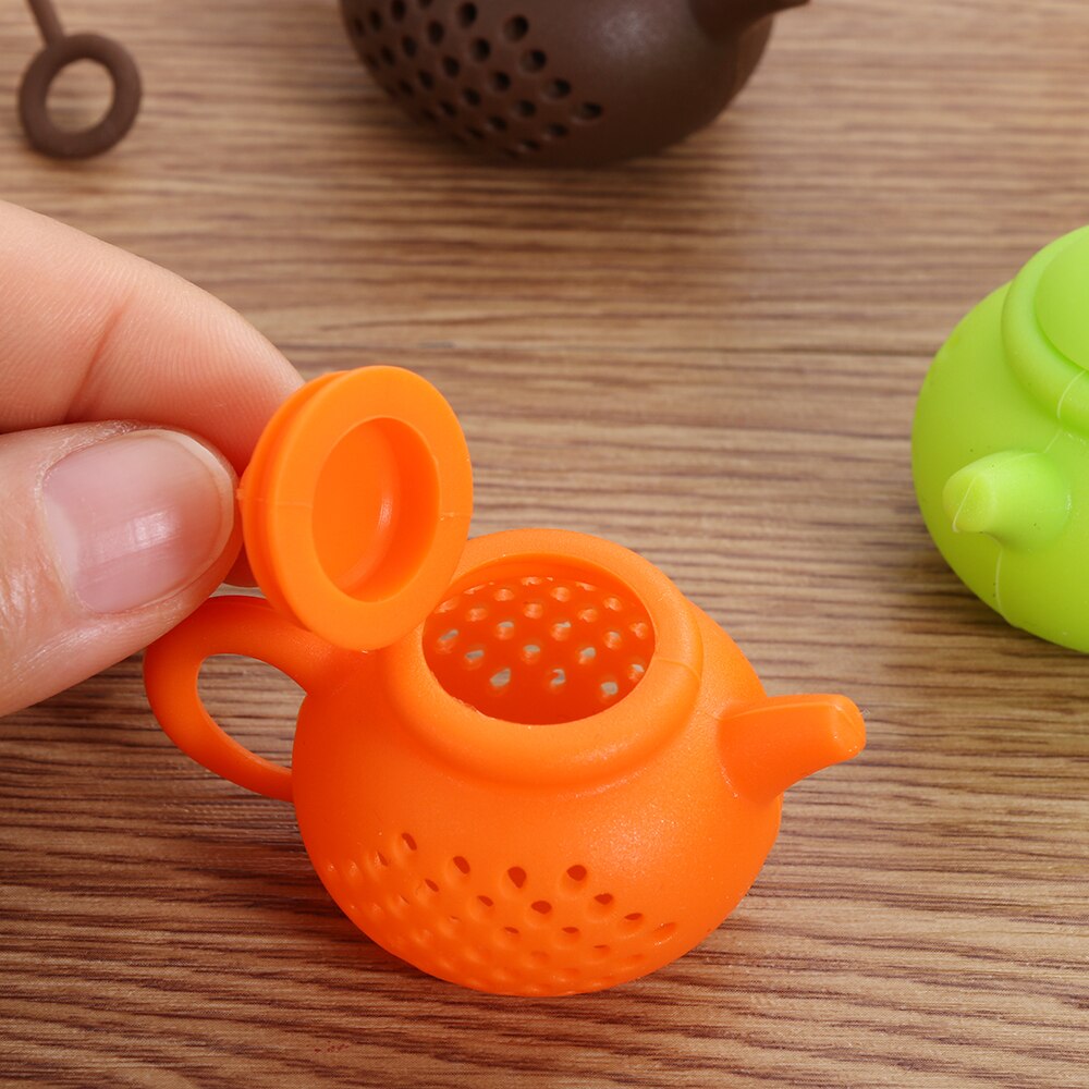 1Pcs Teapot-Shape Infuser Strainer Silicone Tea Bag Leaf Filter Diffuser Kitchen Gadget Teaware Teapot Gadget