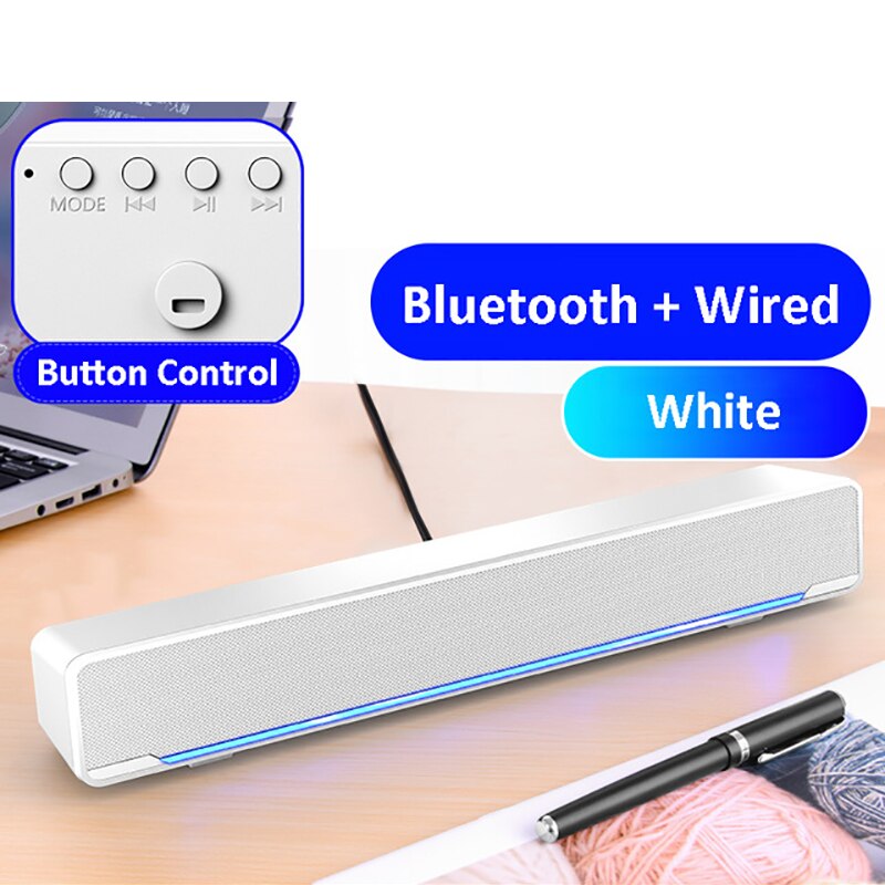 Soundbar TV LED Altavoces Bluetooth Speakers Home Theatre System Subwoofer Barra De Sonido Para tv Caixa De Som Amplificada Sono: White Bluetooth