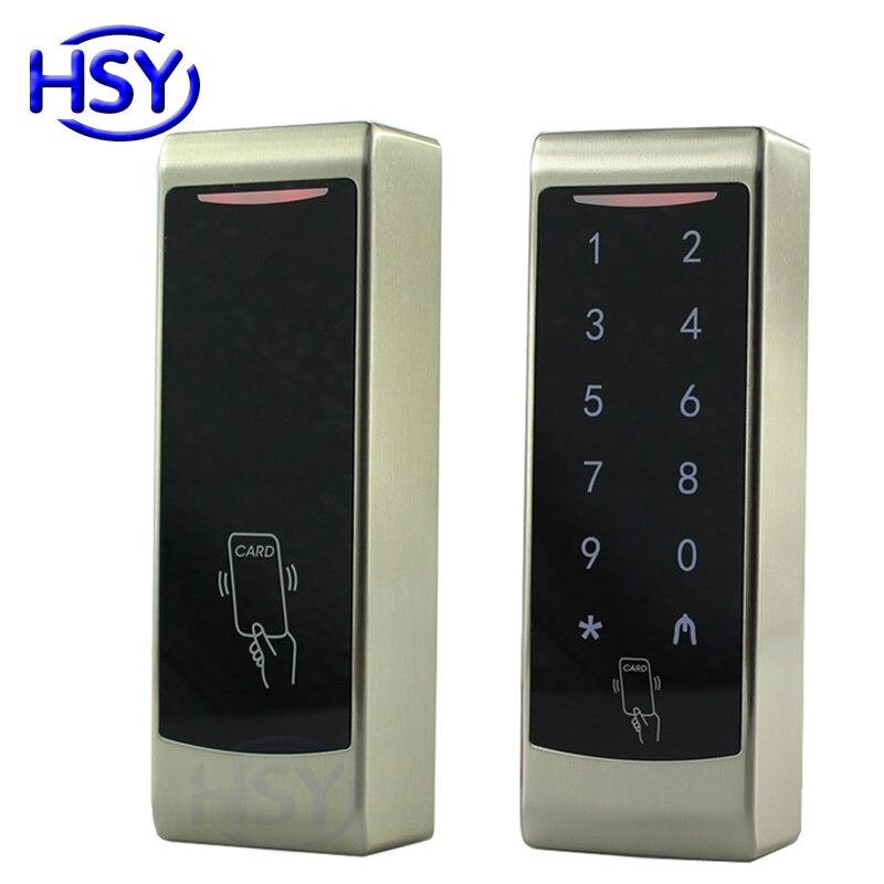 Hsy metalen behuizing touch toetsenbord standalone controller lezer rfid em kaart enkel deur toegangscontrolesysteem met 10 stuks gratis sleutelhangers