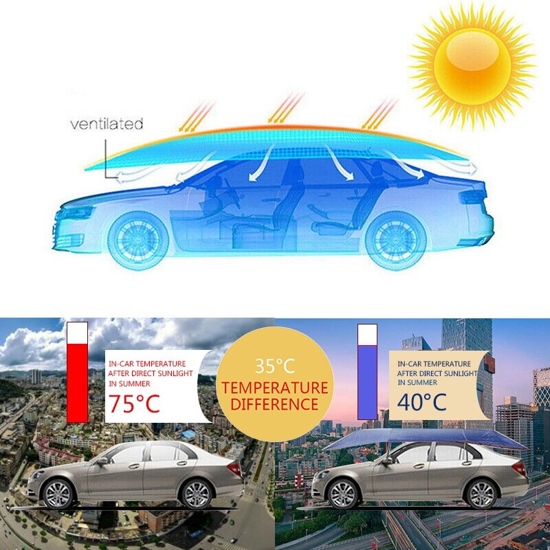 4.5 x 2.  outdoor auto voertuig tent auto paraplu zonnescherm hoes oxford doek polyester hoezen zonder beugel zilver